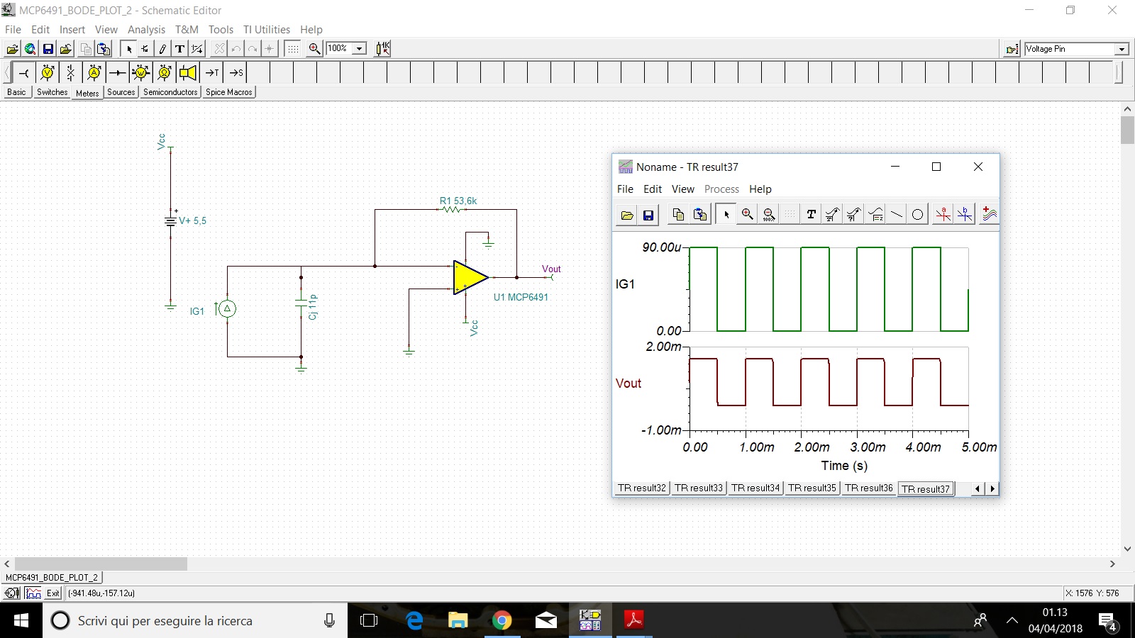 TINA/Spice: Transimpedence Amplifier For Photodiode - Simulation ...