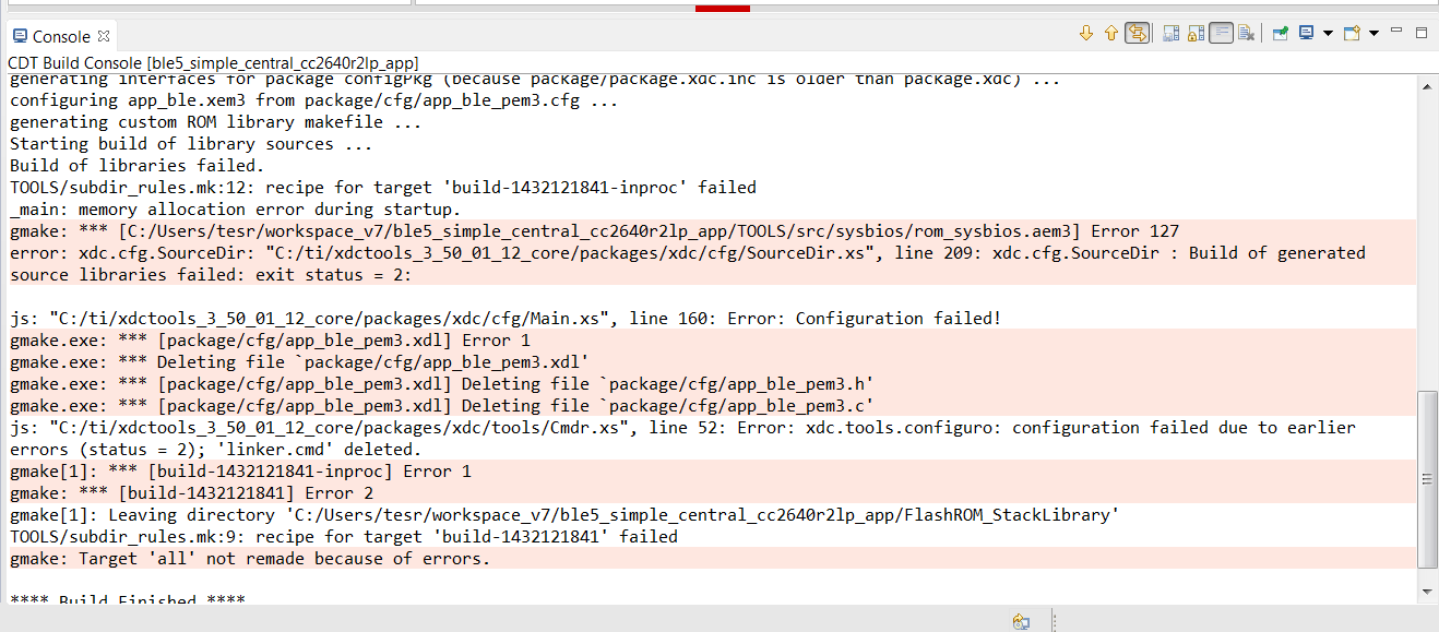 CCS/CC2640R2F: Example project not building with fresh install ...