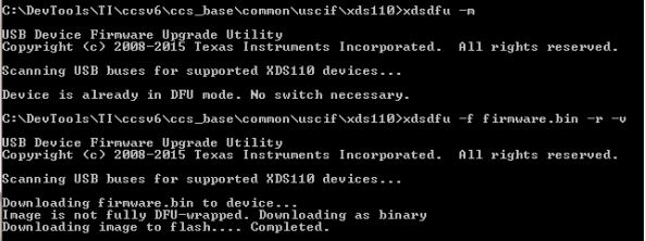 CC2650: XDS110 Firmware Update Does Not Complete, Does Not Re.