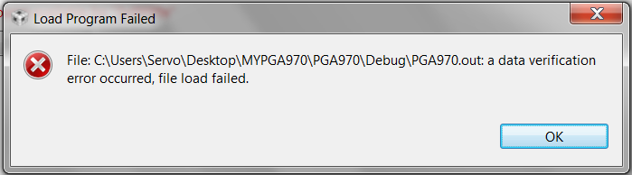 CCS/PGA970EVM: Impossible to load the code example 