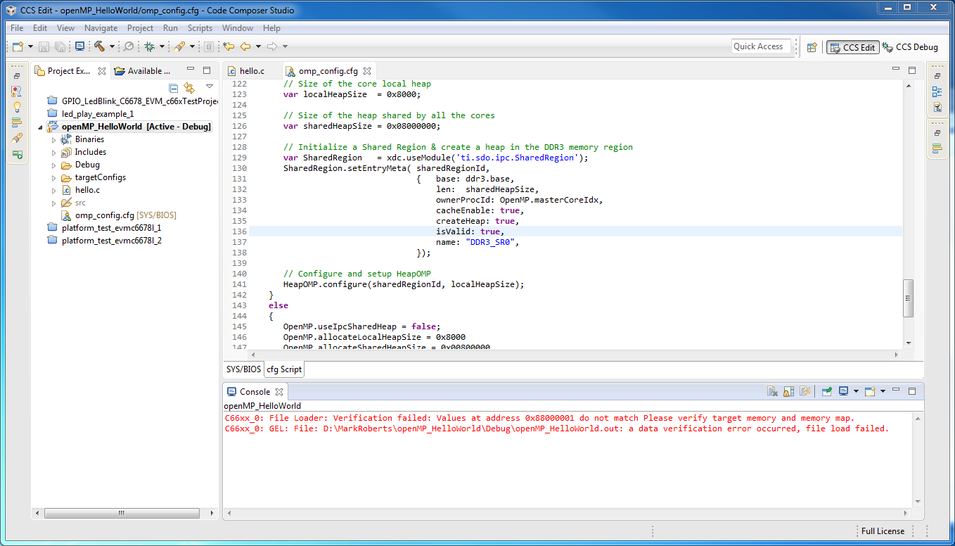 openMP example error with configuration file memory map - Processors ...