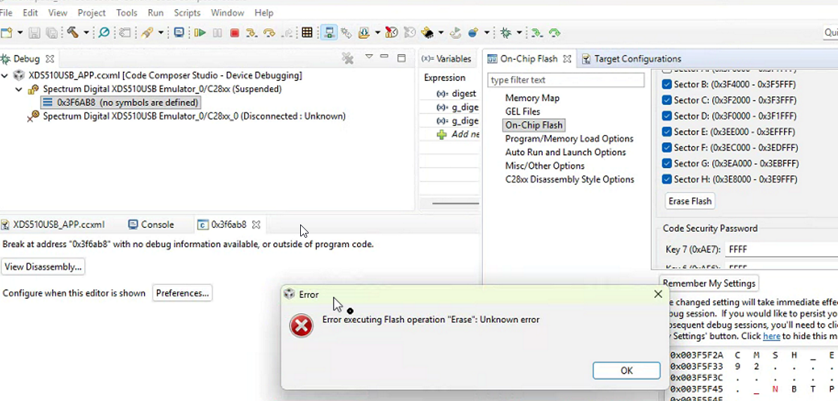 CCSTUDIO: CCS 8 + XDS510USB: Correct procedure to reprogram application ...