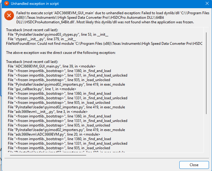 ADC3669EVM error.png
