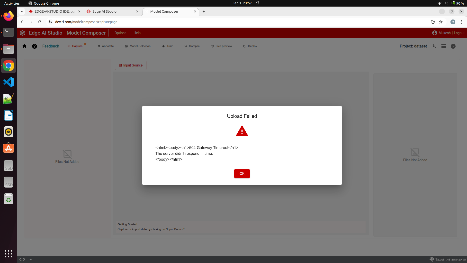 EDGE-AI-STUDIO: Unable to upload custom dataset in Edge AI Studio model ...