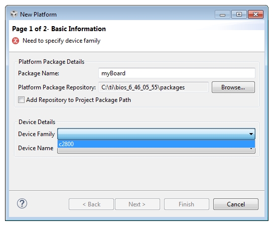 CCS/AM5728: Unable to create a new RTSC platform for a device 