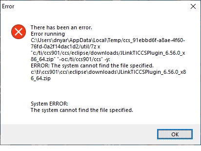 code composer studio download error