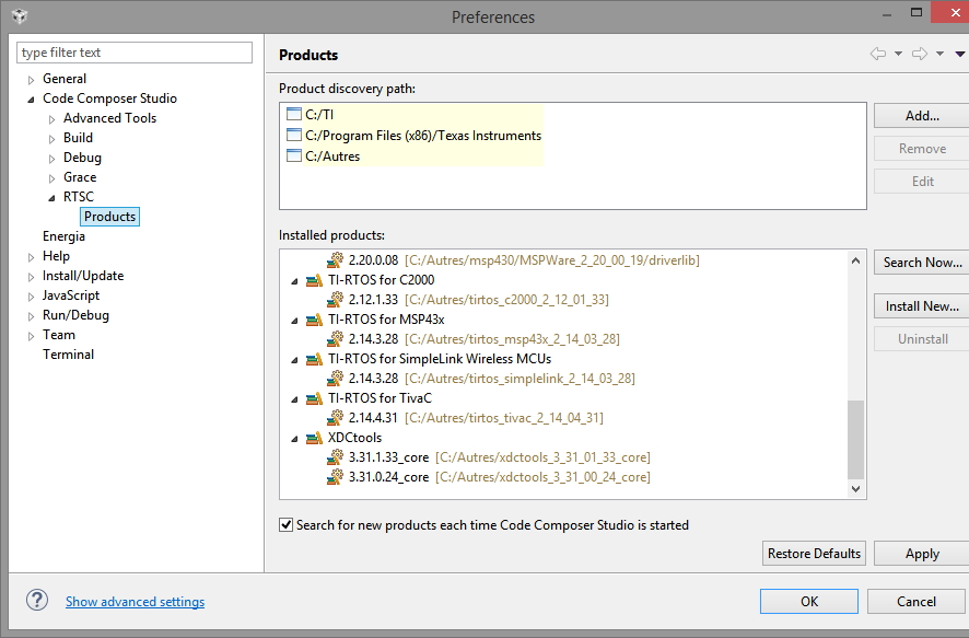 CCS 6.1.1: How to Edit TI_PRODUCTS_DIR? - Code Composer Studio forum ...