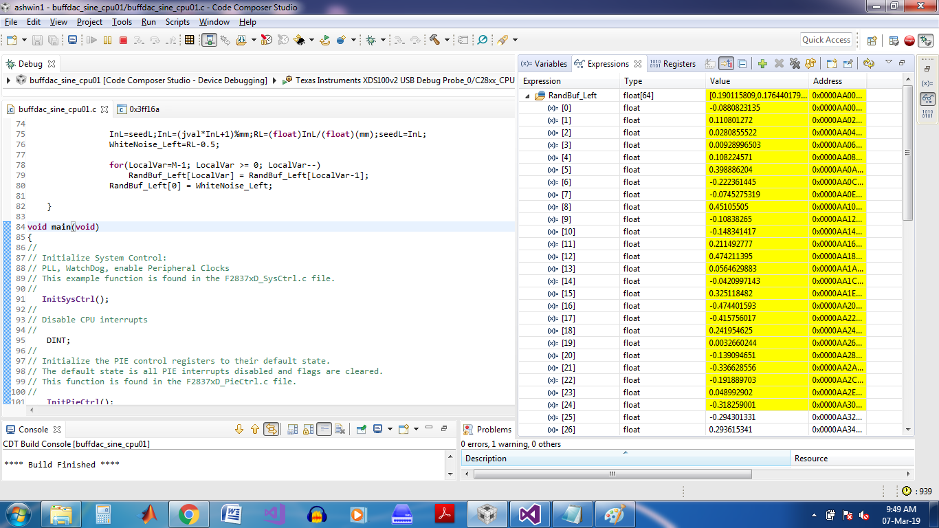 CCS/TMS320F28379D: Error in plotting graph for Float type - Code ...