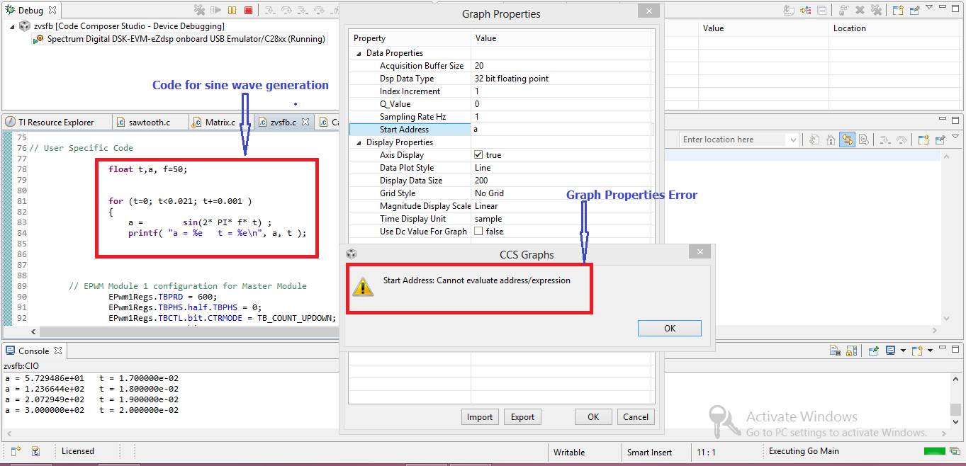 Cannot Evaluate Address - Code Composer Studio forum - Code 