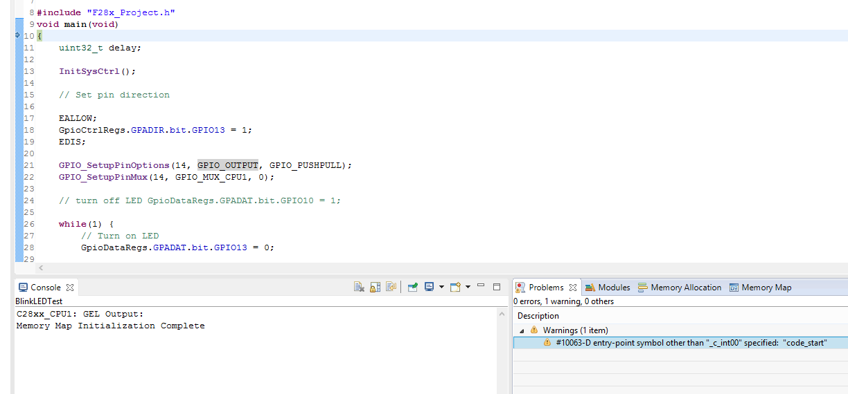 CCS/LAUNCHXL-F28377S: Why Warning: Type #10063-D entry-point 