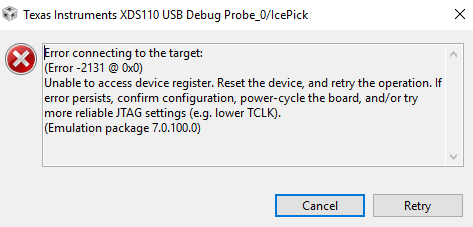 TMS570LS1227: JTAG Connection Issues: ICE-PICK Error connecting to