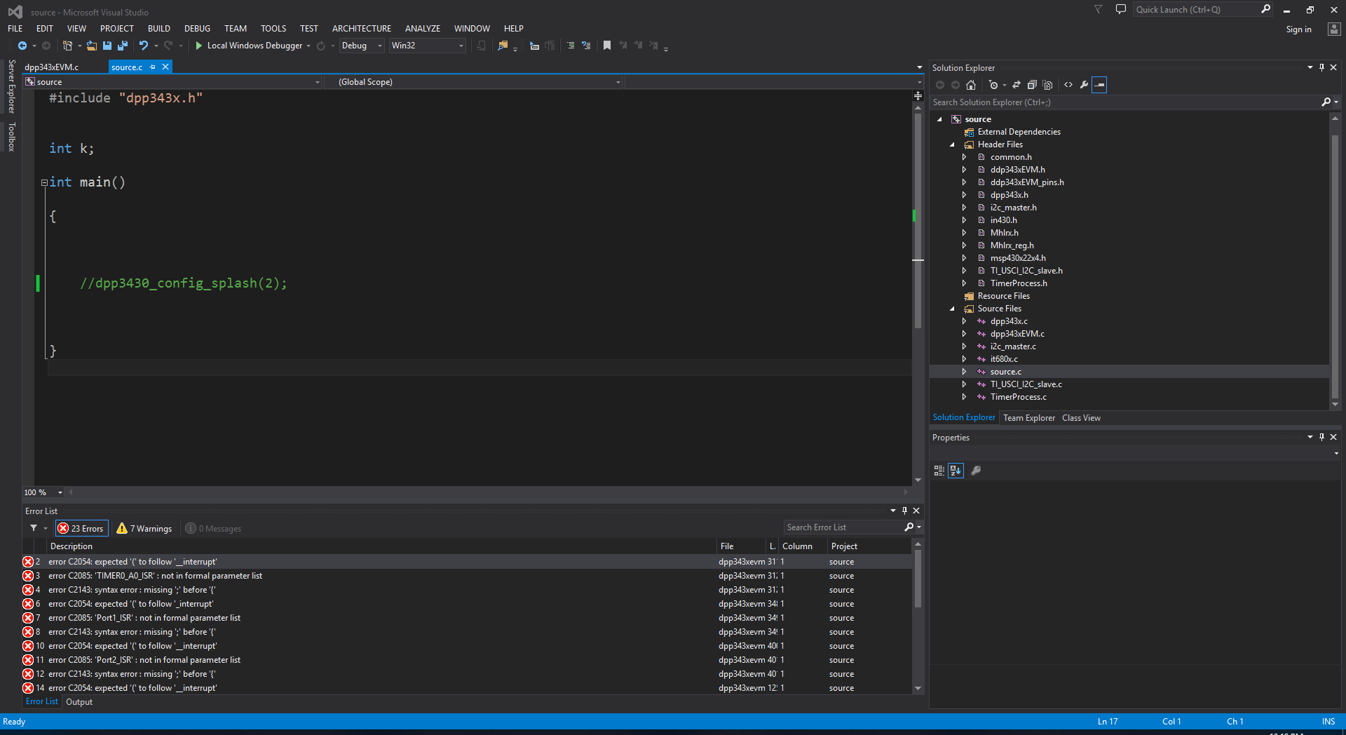 c language in visual studio