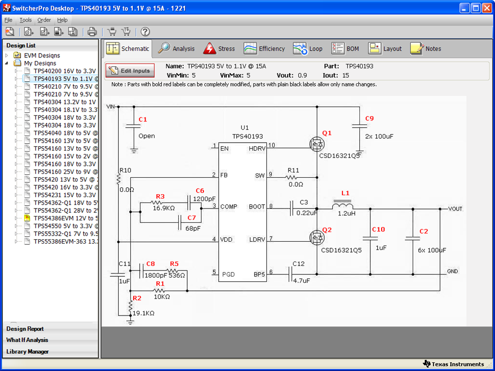 Using TPS40193 for 0.9V and 1.1V PS with minimal changes - Simulation ...