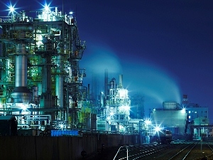 Chemical plant at night