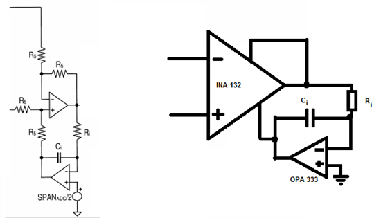 Differential amplifier's reference pin with an integrator amplifier ...