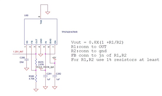 Generating 1.25V from 2.5V Vin using TPS74201KTWR - Power management ...