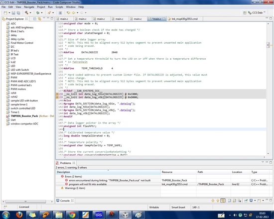 Compiling error with the source code of TMP006 - MSP low-power ...