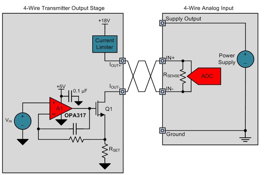 4-wire sensor transmitter output stage design