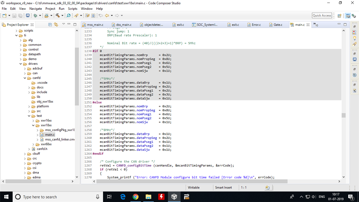 RTOS/AWR1843: CANFD demo code. - Sensors forum - Sensors - TI E2E ...