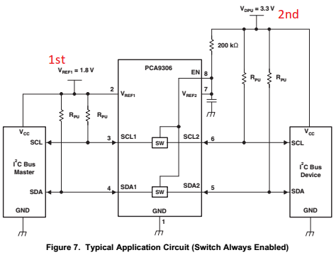 Pca9306: [ Pca9306 ] Support Clock Stretching? And Power Sequence 