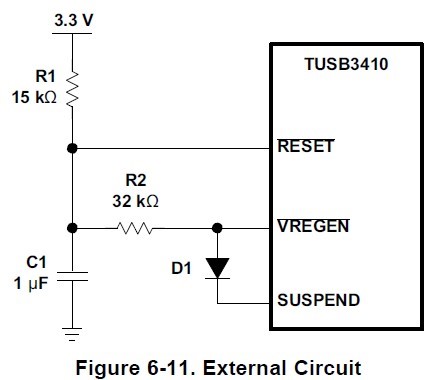 TUSB3410: Application with VREGEN connected low - Interface forum ...