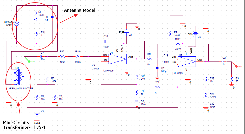 LMH6629-Single supply +5V for dual stage gain of 20 -25 db with ...