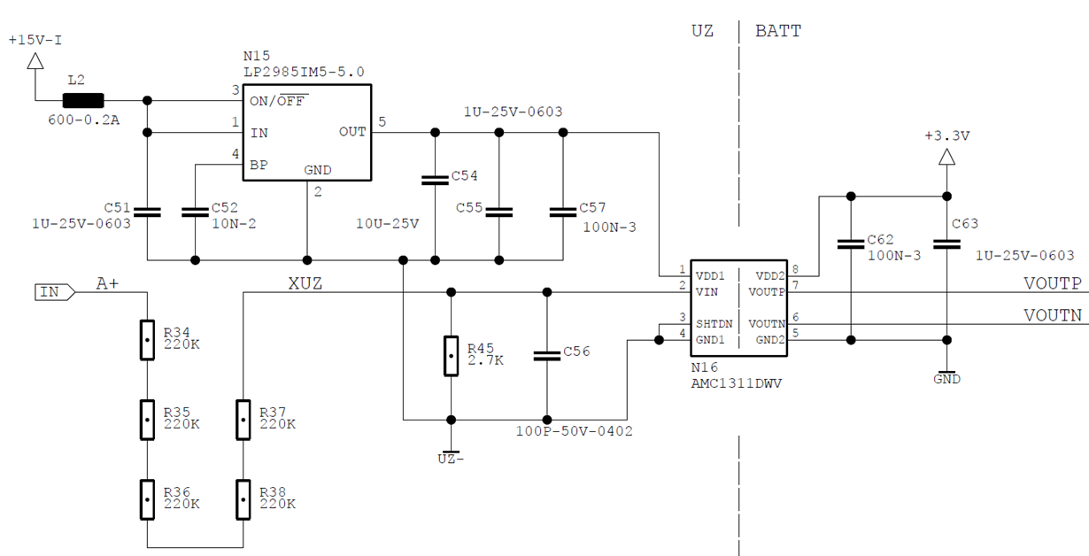 AMC1311: Full scale output for 6µs when VDD1 crosses 2.5V - Amplifiers ...