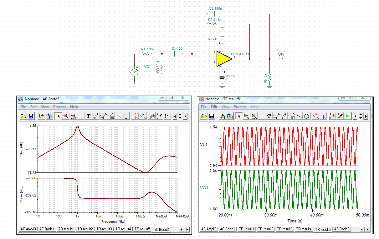 TINA/Spice/OPA1611: Does TINA can be used to simulate MFB bandpass ...