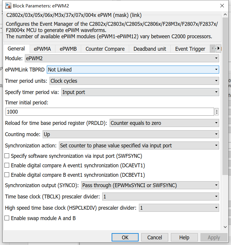 TMS320F280049C: Matlab Simulink Embedded Coder EPWM Synchronization ...