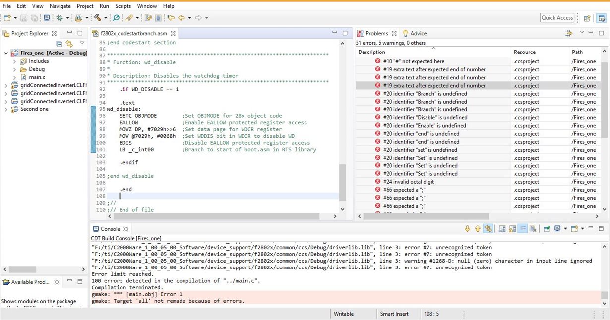 CCS/TMS320F28027: Problem when build - C2000 microcontrollers forum ...