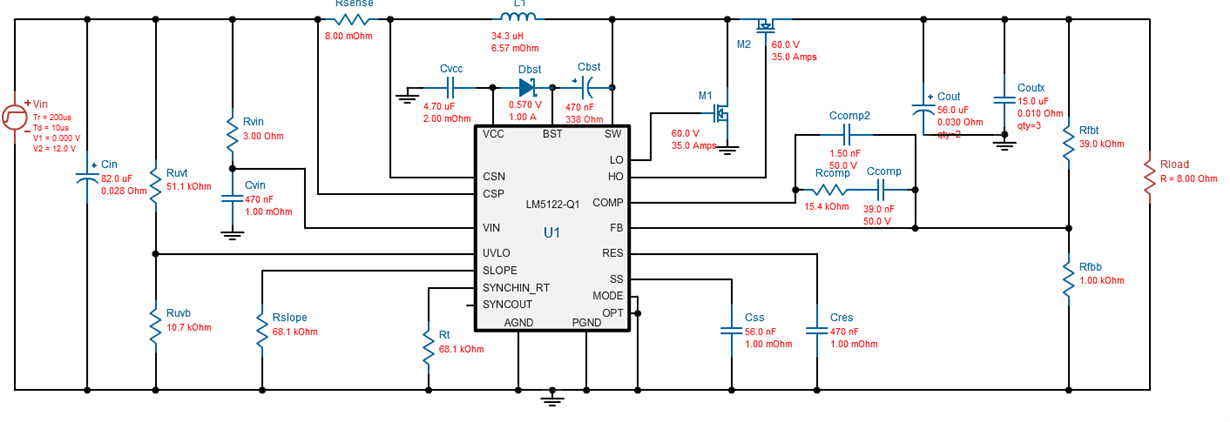 Scematic of DCDC booster wird LM5122-q1
