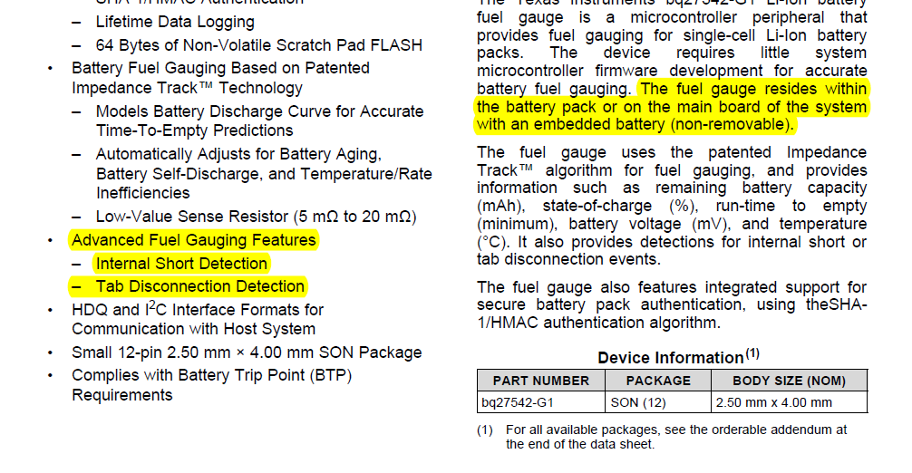 BQ27542-G1: We Are Planing To Use This Part In Our System For 12000mAH ...