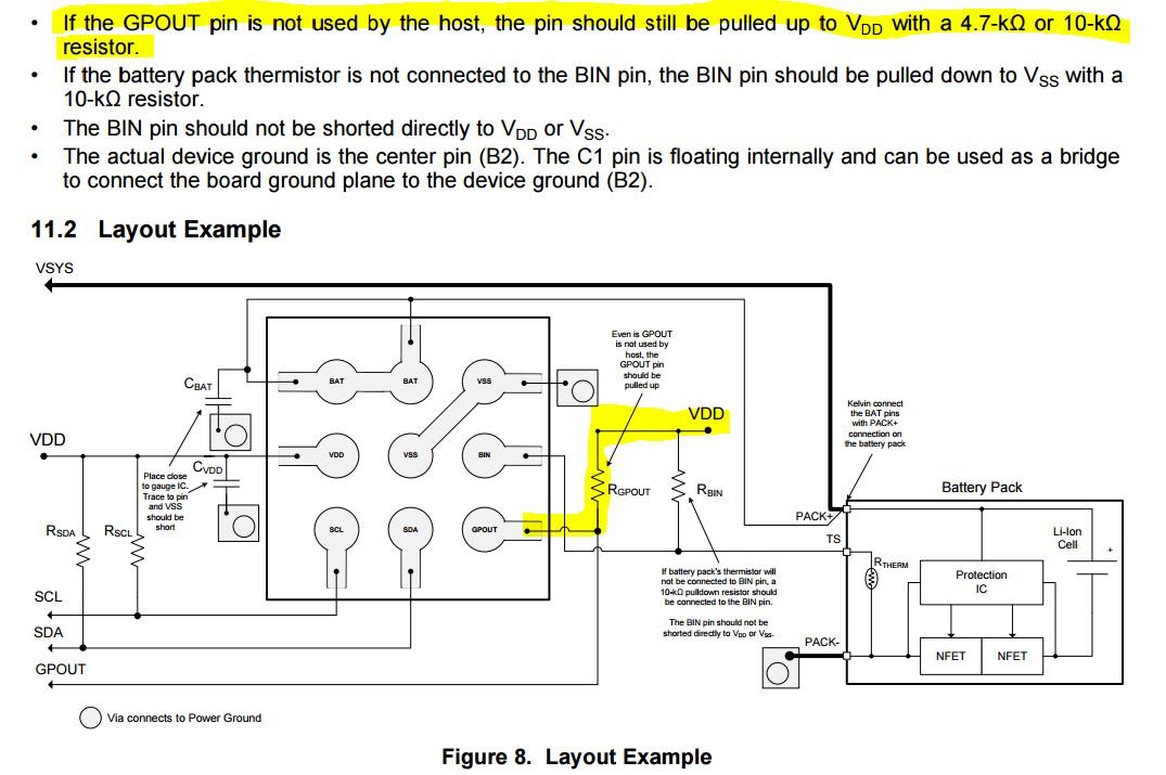 BQ27621-G1 SCA/SCL/GPOUT pulled up to Vbat? - Power management forum ...