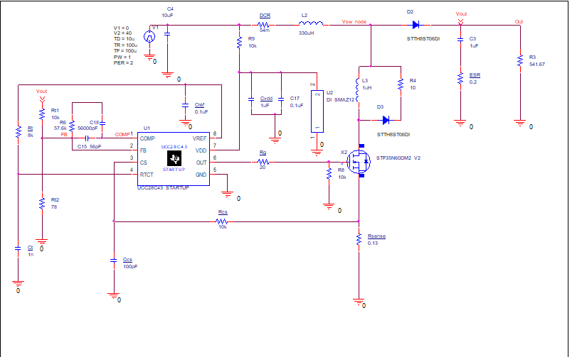 UCC28C43: instability of the output voltage - Power management forum ...