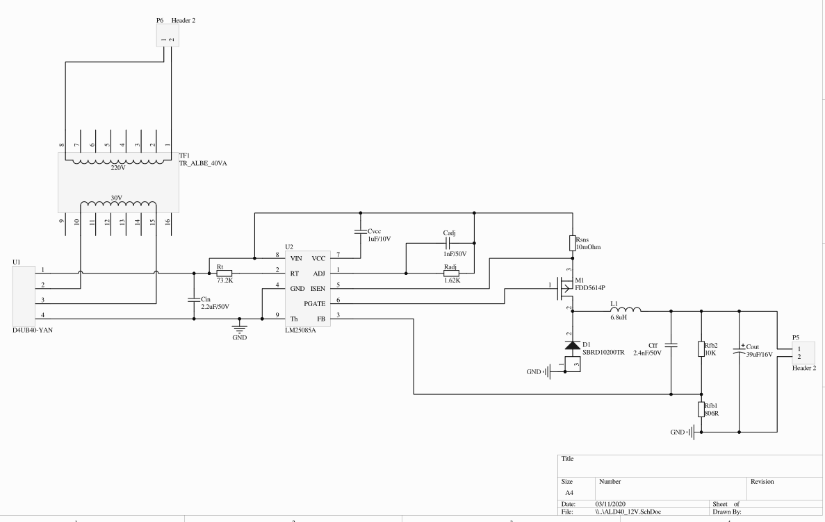 LM25085AMY/NOPB power supply with 30V input 12V 3.5A output 