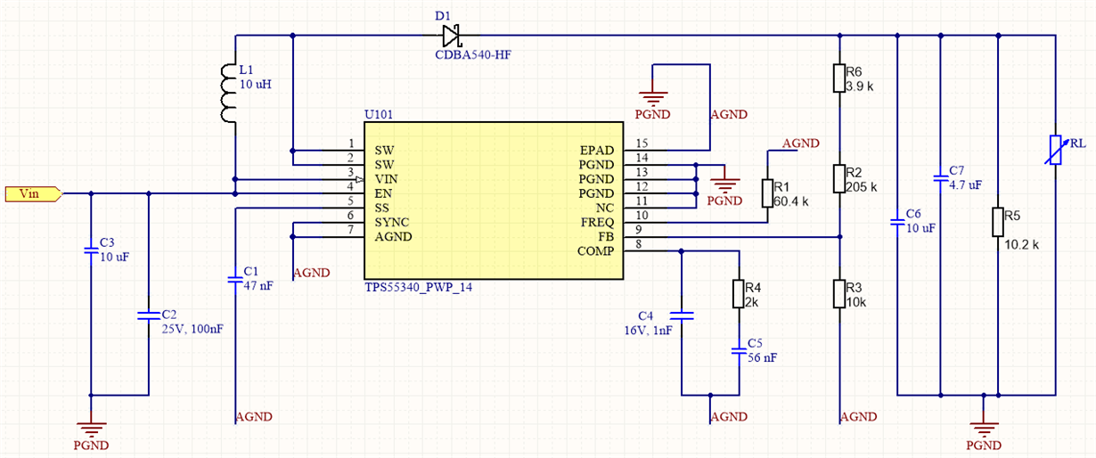 TPS55340: Output voltage falls for certain load currents - Power ...