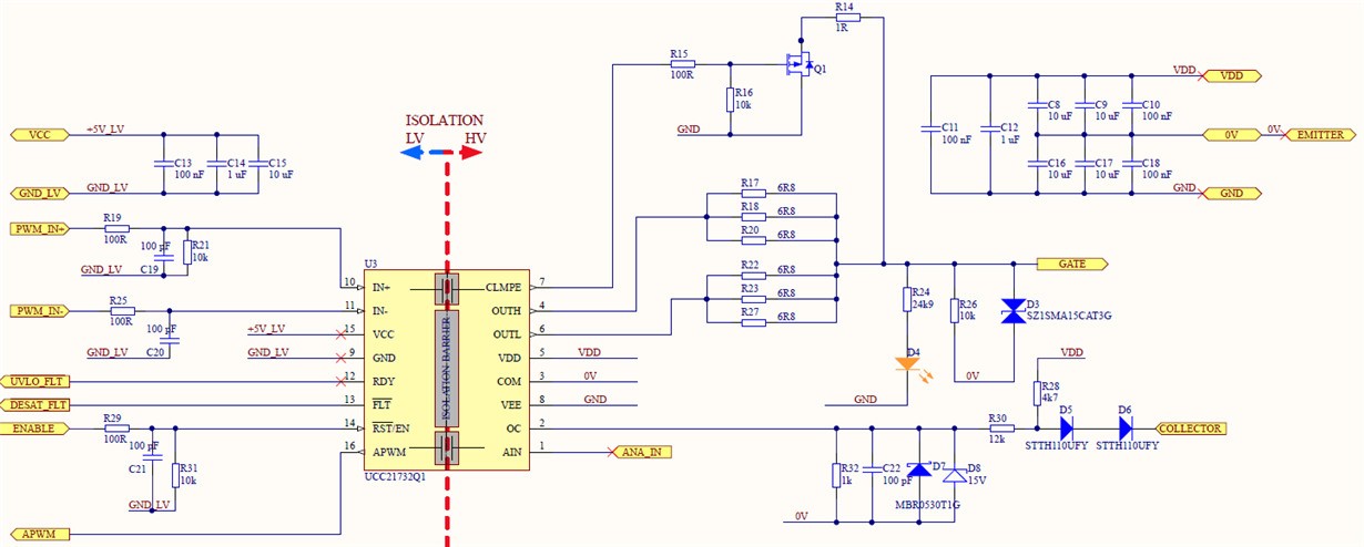 UCC21732-Q1: Undervoltage and Desat fault false triggers - Power ...