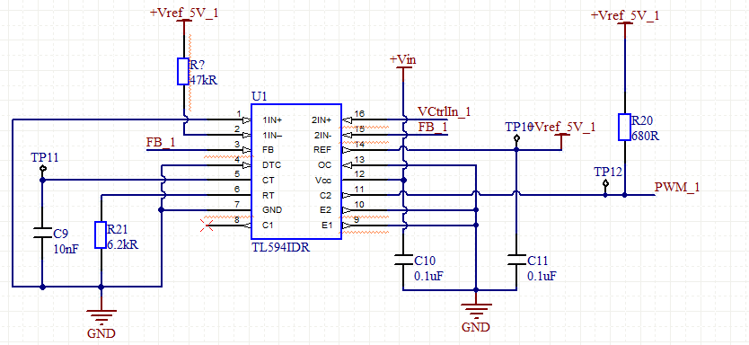 TL594: TINA-TI/PSPICE model available? Unused inputs? - Power ...