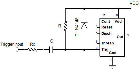 trigger pin on the lm358 as timer