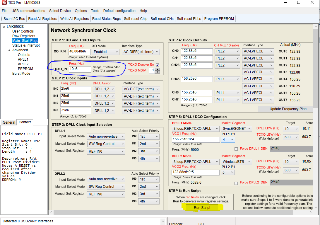 LMK05028 How to calculate TCXO frequency from TICS generated value