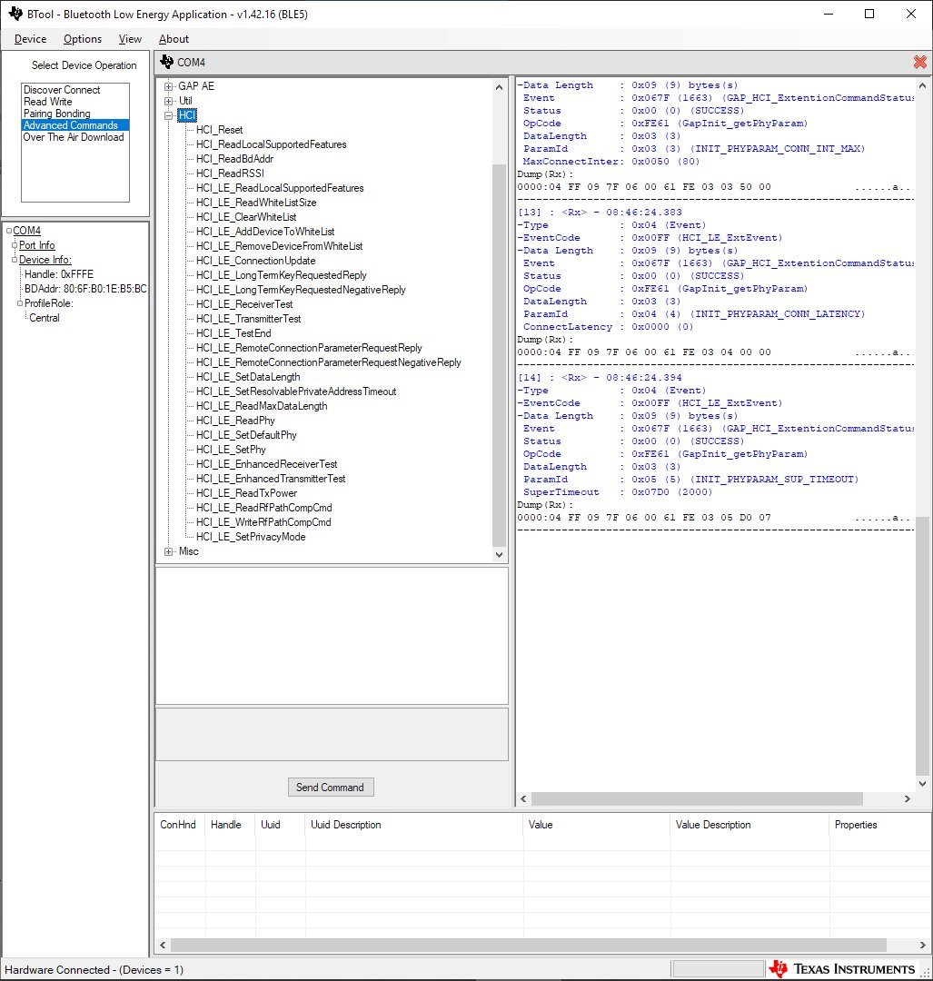 LAUNCHXL-CC1352R1: BTool: How to send LL_CHANNEL_MAP_IND to the slave ...