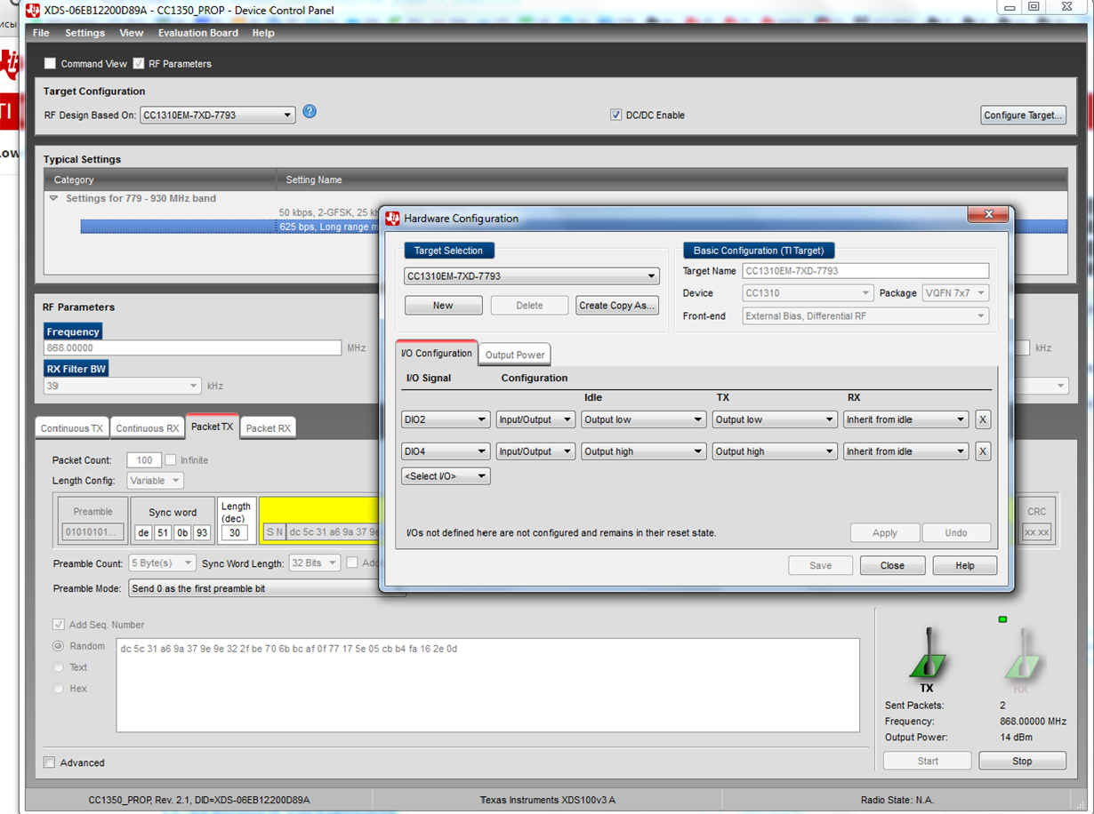 How to use SmartRF Studio 7 v2.4.2 "Configure Target..." menu? - Other ...