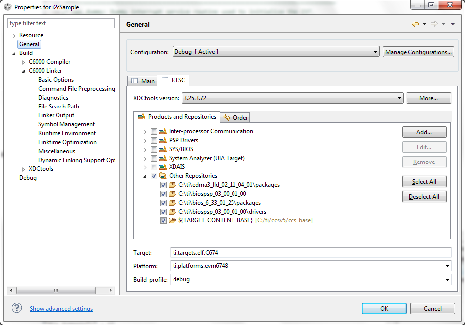 Building example SYSBIOS edma3 i2c project - Processors forum ...