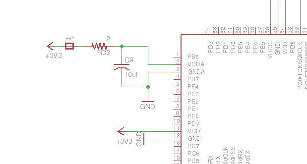 pcb design - Should a ferrite bead be placed close to the MCU or