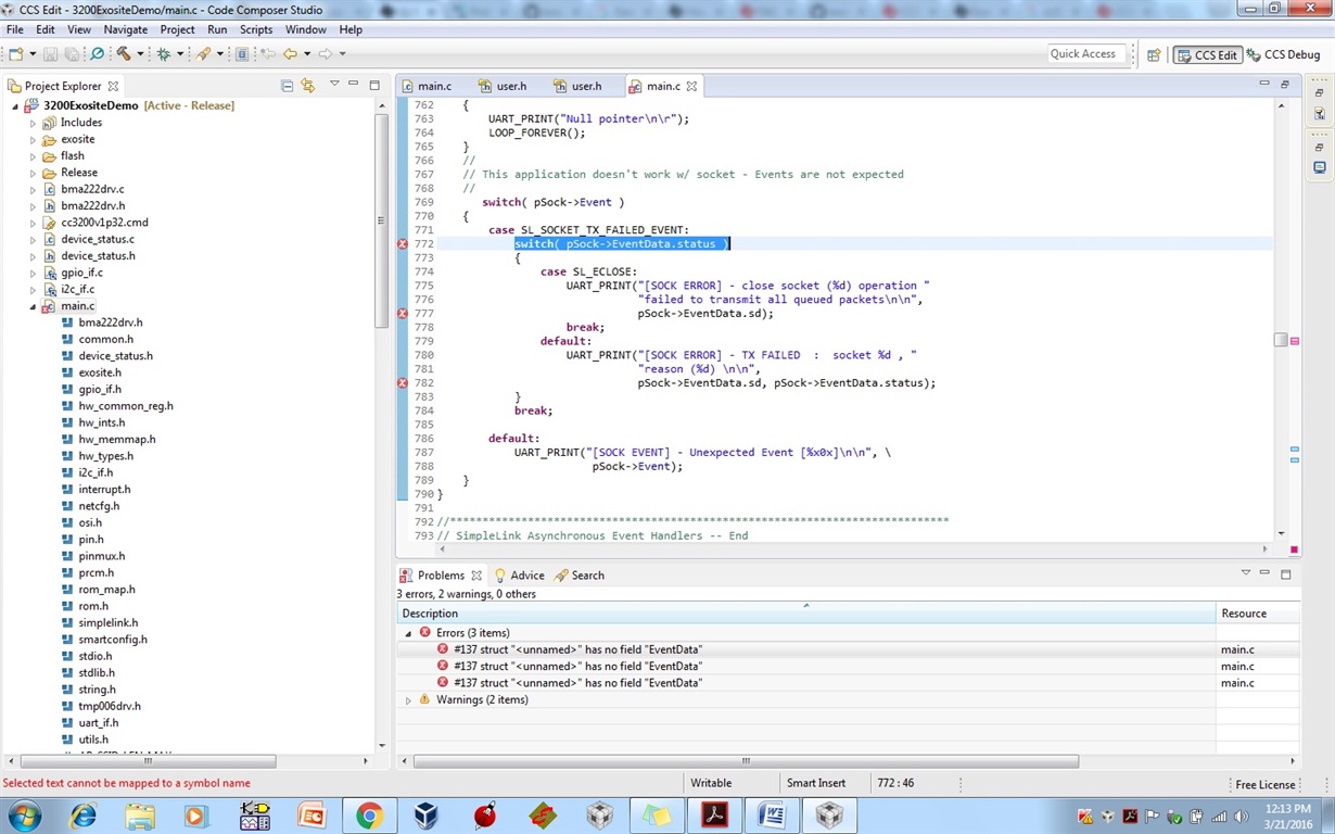 Exosite CC3200 Cloud Demo CCS project build errors - Wi-Fi forum - Wi ...