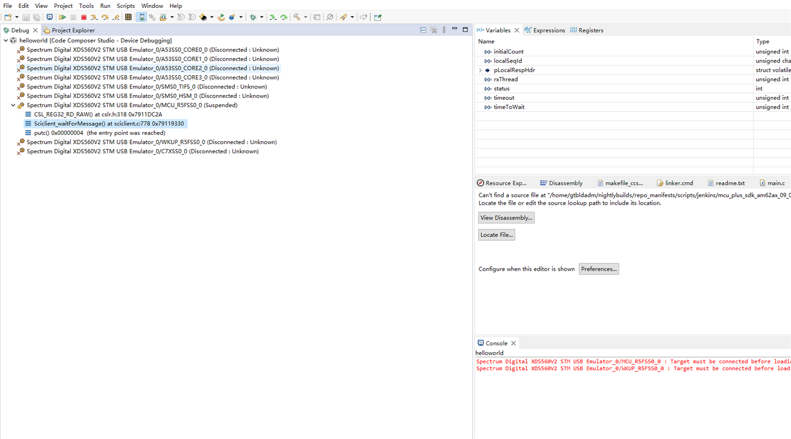 the mcu firmware run stuckly in waiting message from sciserver