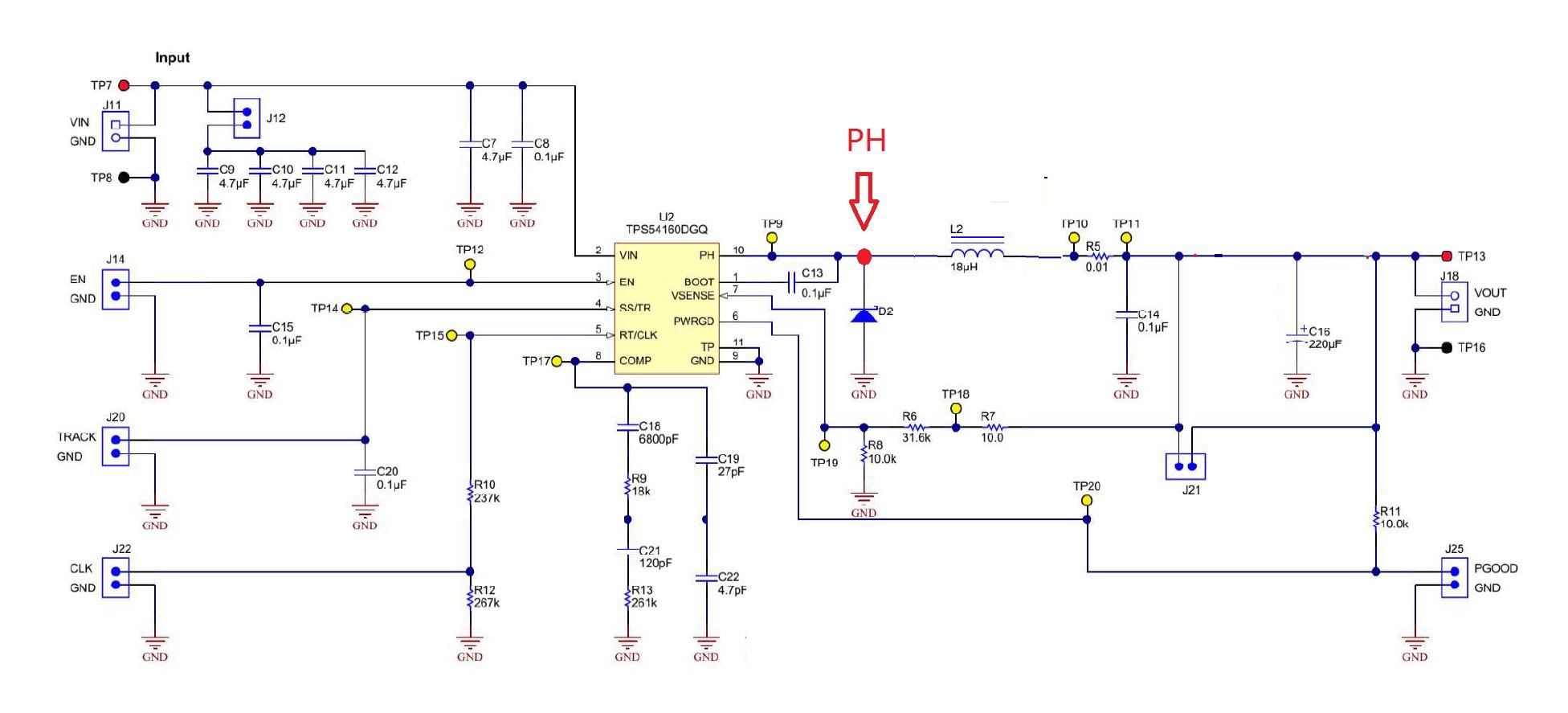 TPS54160: Ring occurs before conduction at PH node in PSK mode - Power ...