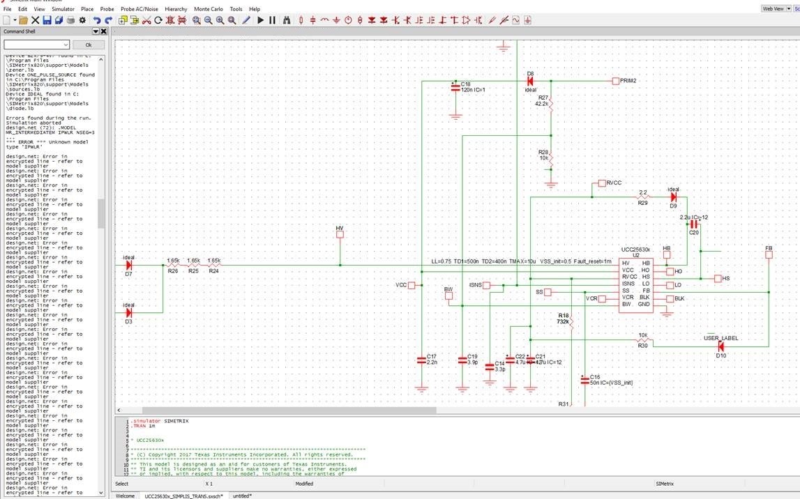 UCC256301: the model available in the product webpage is not running in ...