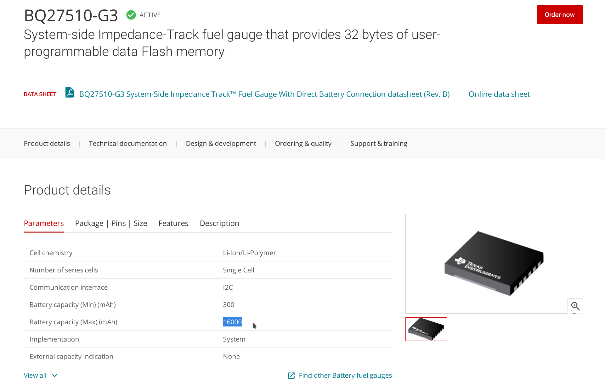 Bq27510 G3 Max Supported Battery Capacity Of The Gauge Power