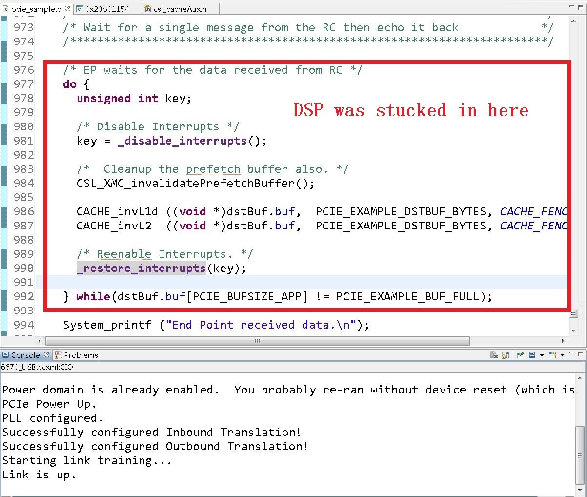 C6670' PCIE is linked up but PC can not enumerate my custom board ...